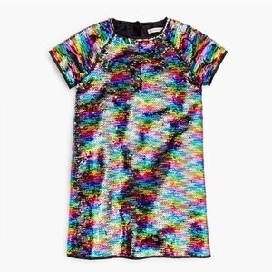 NWT J. Crew Girls Reversible Sequin Dress in Rainbow Size 14